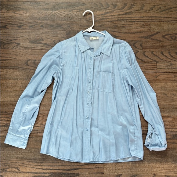 indigo Rose Tops - Elegant Light Blue Button Down Shirt